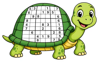 SudokuPrintable.com turtle mascot with a Sudoku shell